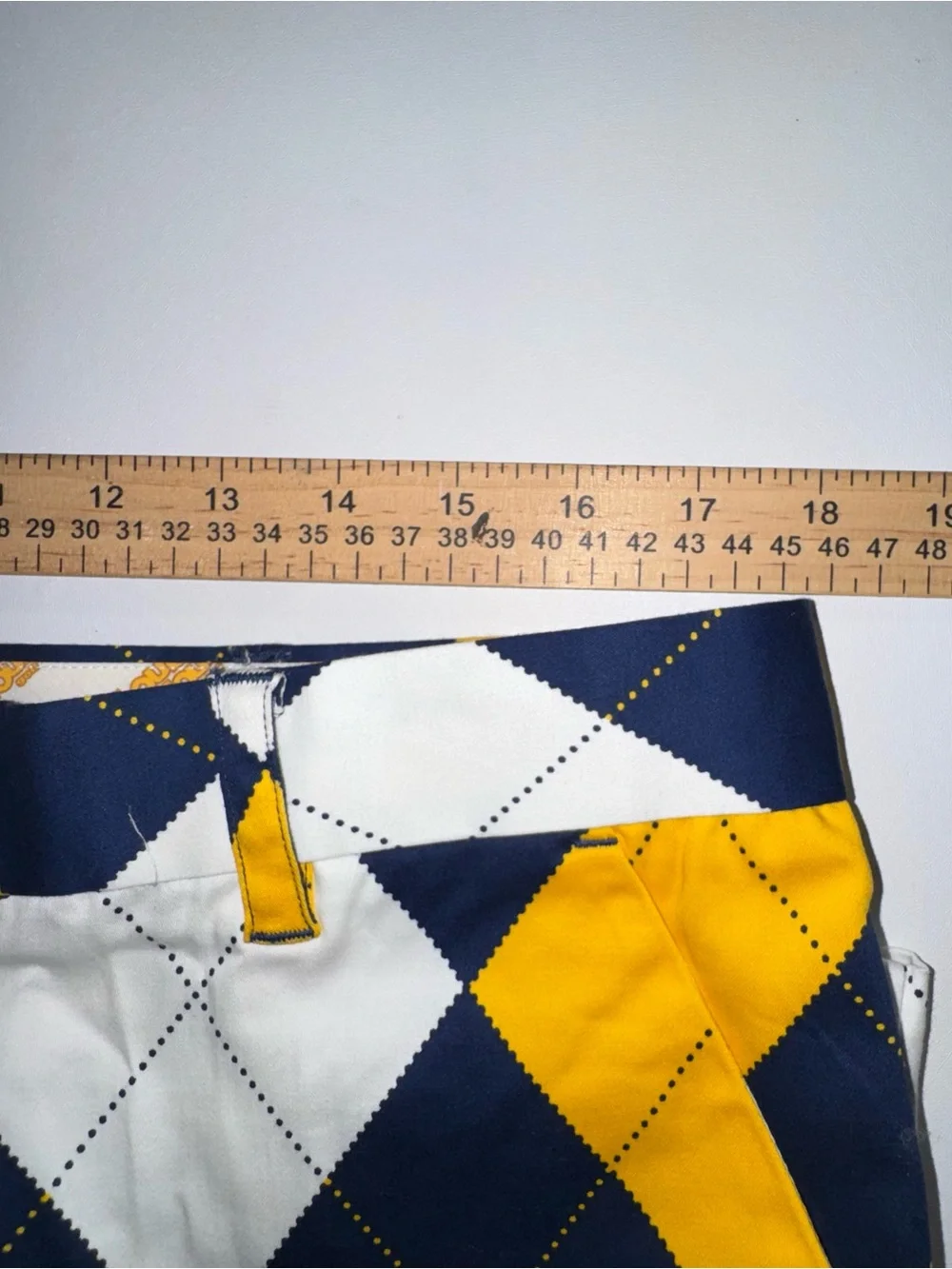 Loudmouth Golf Argyle Shorts Men’s Size 36 Blue Yellow White
